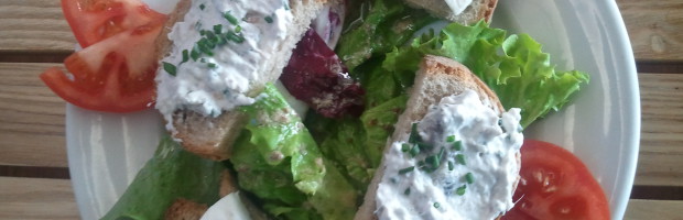 Croûtons de chèvre chaud et sa salade verte